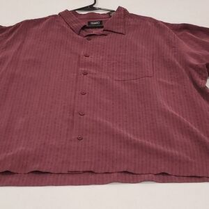 Haggar Short Sleeve Button Down Shirt Mens Sz XXL Maroon‎